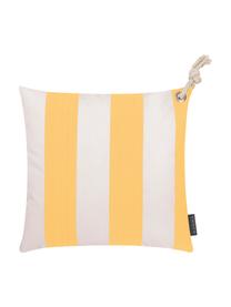 Funda de cojín a rayas para exterior Santorin, 100% polipropileno, Teflon® recubierto, Amarillo, blanco, An 40 x L 40 cm