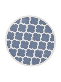 Tapis intérieur extérieur rond, réversible Palermo, Bleu, crème