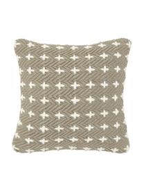 Kussenhoes Lina met versieringen, 75% katoen, 25% wol, Taupe, 40 x 40 cm