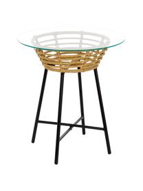 Tavolo e sedie da giardino Sunrise 3 pz, Struttura: rattan sintetico Gambe, Piano del tavolo: vetro, Beige, Larg. 64 x Prof. 59 cm