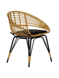 Tavolo e sedie da giardino Sunrise 3 pz, Struttura: rattan sintetico Gambe, Piano del tavolo: vetro, Beige, Larg. 64 x Prof. 59 cm