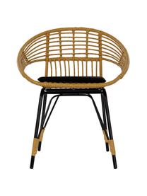 Tavolo e sedie da giardino Sunrise 3 pz, Struttura: rattan sintetico Gambe, Piano del tavolo: vetro, Beige, Larg. 64 x Prof. 59 cm