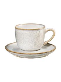 Tazas espresso con platitos de gres Saisons, 6 uds., Gres, Beige, Ø 7 x Al 6 cm