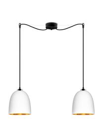 Hanglamp Awa Double van glas, Baldakijn: gepoedercoat staal, Wit, zwart, 67 x 155 cm