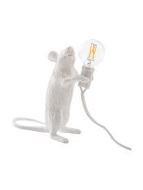 Lámpara de mesa pequeña de diseño Mouse, Lámpara: resina, Cable: plástico, Blanco, An 6 x Al 15