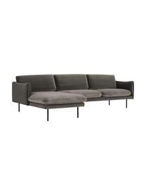 Sofa narożna z aksamitu Moby, Tapicerka: aksamit (wysokiej jakości, Stelaż: lite drewno sosnowe z cer, Nogi: metal malowany proszkowo, Taupe aksamit, S 280 x G 160 cm, prawostronna