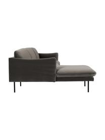 Sofa narożna z aksamitu Moby, Tapicerka: aksamit (wysokiej jakości, Stelaż: lite drewno sosnowe z cer, Nogi: metal malowany proszkowo, Taupe aksamit, S 280 x G 160 cm, prawostronna