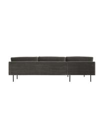 Sofa narożna z aksamitu Moby, Tapicerka: aksamit (wysokiej jakości, Stelaż: lite drewno sosnowe z cer, Nogi: metal malowany proszkowo, Taupe aksamit, S 280 x G 160 cm, prawostronna