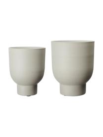 Kleine plantenpottenset Anga, 2-delig, Gecoat metaal, Beige, Set met verschillende formaten