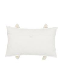 Housse de coussin rectangulaire boho Berbère Froufrou, Blanc, noir