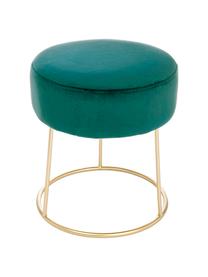 Tabouret rond en velours Clarissa, Revêtement : bleu foncé Pied : couleur dorée