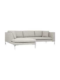 Ecksofa Emma, Bezug: Polyester 100.000 Scheuer, Gestell: Massives Kiefernholz, Webstoff Beige, Füsse Silber, B 302 x T 220 cm