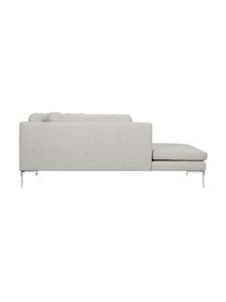 Ecksofa Emma, Bezug: Polyester 100.000 Scheuer, Gestell: Massives Kiefernholz, Füße: Metall, galvanisiert, Webstoff Beige, Füße Silber, B 302 x T 220 cm