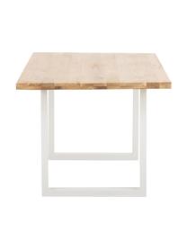 Eettafel Oliver met massief houten blad, Zitvlak: geolied massief wild eike, Poten: gepoedercoat metaal, Wild eiken, wit, B 180 x D 90 cm