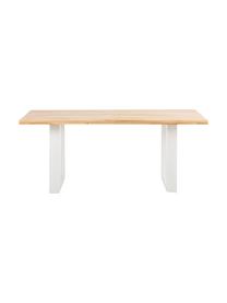 Table en bois massif Oliver, Chêne sauvage, blanc