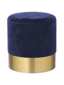 Pouf in velluto Harlow, Rivestimento: velluto di cotone, Blu navy, dorato, Ø 38 x Alt. 42 cm