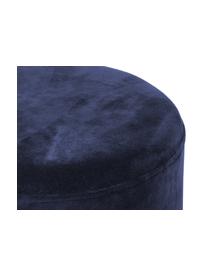 Pouf in velluto Harlow, Rivestimento: velluto di cotone, Blu navy, dorato, Ø 38 x Alt. 42 cm