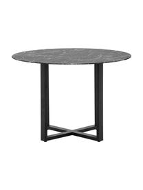 Stół do jadalni z blatem o wyglądzie marmuru Connolly, Blat: szkło, Nogi: metal powlekany, Czarny, o wyglądzie marmuru, Ø 110 cm