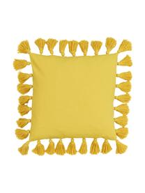 Kissenhülle Shylo in Gelb mit Quasten, 100% Baumwolle, Gelb, B 40 x L 40 cm