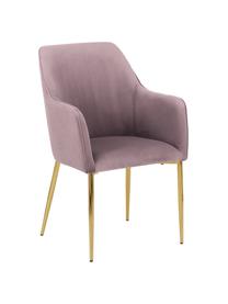 Chaise velours mauve pieds dorés Ava, Velours mauve, pieds or, larg. 57 x prof. 62 cm