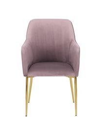 Chaise velours mauve pieds dorés Ava, Velours mauve, pieds or, larg. 57 x prof. 62 cm