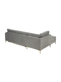 Samt-Schlafsofa Luna (3-Sitzer) mit Matratze, Bezug: 100% Polyester, Oeko-Tex , Gestell: Massives Buchenholz, Schi, Samt Grau, B 270 x T 184 cm, Eckteil rechts