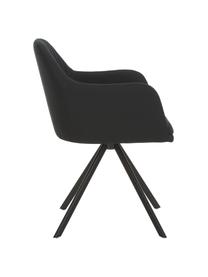 Polster-Drehstuhl Lola mit Armlehne, Bezug: Polyester, Beine: Metall, pulverbeschichtet, Webstoff Schwarz, Schwarz, B 53 x T 55 cm