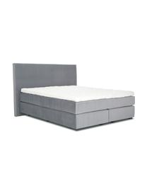 Premium fluwelen boxspring bed Lacey, Matras: 7-zones-pocketveringkern , Poten: massief gelakt beukenhout, Donkergrijs, 140 x 200 cm