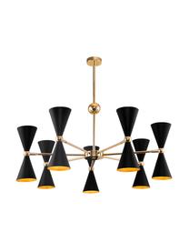 Lámpara de techo grande Vesper, Anclaje: metal recubierto, Adornos: metal recubierto, Negro, dorado, Ø 91 x Al 82 cm