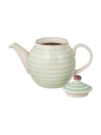 Handbeschilderde theepot Patrizia met een speels patroon, 1.2 L, Keramiek, Groen, gebroken wit, 1.2 L