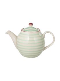 Handbeschilderde theepot Patrizia met een speels patroon, 1.2 L, Keramiek, Groen, gebroken wit, 1.2 L