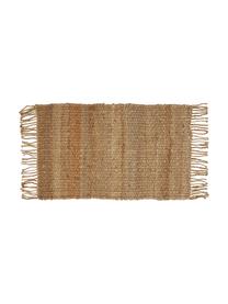 Handgefertigte Jute-Fußmatte Naturals mit Fransen, 100% Jute, Braun, B 45 x L 75 cm