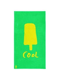 Telo mare con motivo gelato e scritta Popsicle, 100% cotone egiziano
Qualità del tessuto di peso medio, 420 g/m², Verde, giallo, Larg. 100 x Lung. 180 cm