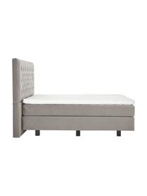 Premium fluwelen boxspring bed Phoebe, Matras: 7-zones-pocketveringkern , Poten: massief gelakt beukenhout, Taupe, 180 x 200 cm