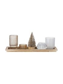 Windlichten Otine, set van 6, Glas, Goudkleurig, beige, Set met verschillende formaten