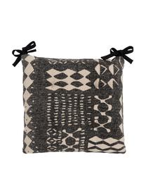 Cojín de asiento Boa, estilo boho, 100% algodón, Negro, blanco, An 40 x Al 4 cm