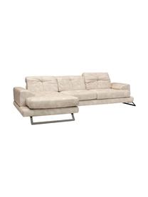 Sofa narożna Frido (4-osobowa), Tapicerka: 100% poliester, Stelaż: drewno brzozowe, płyta wi, Nogi: metal powlekany, Beżowy, S 308 x G 190 cm