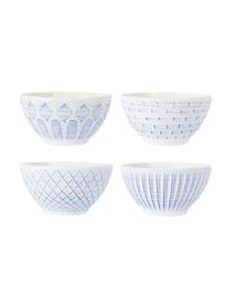 Set van 4 keramische kommen Tartine in wit/blauw, Keramiek, Blauw, wit, Ø 20 x H 17 cm