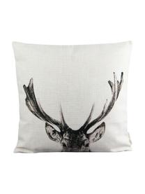 Housse de coussin 45x45 lin Reindeer, Blanc cassé, noir