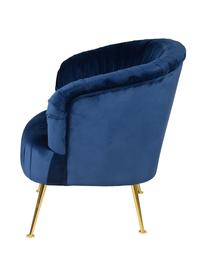 Fluwelen fauteuil Diva, Bekleding: polyester fluweel, Poten: gelakt metaal, Fluweel donkerblauw, B 73 x D 83 cm