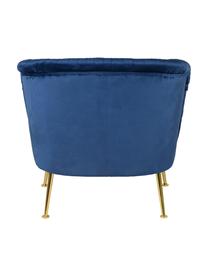 Fluwelen fauteuil Diva, Bekleding: polyester fluweel, Poten: gelakt metaal, Fluweel donkerblauw, B 73 x D 83 cm