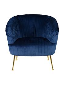 Fluwelen fauteuil Diva, Bekleding: polyester fluweel, Poten: gelakt metaal, Fluweel donkerblauw, B 73 x D 83 cm