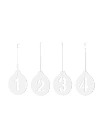 Set di 4 etichette regalo Advent, Ceramica, Bianco, Larg. 7 x Alt. 9 cm