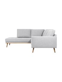 Ecksofa Saint (3-Sitzer) in Hellgrau mit Eichenholz-Füssen, Bezug: Polyester Der hochwertige, Gestell: Massives Kiefernholz, Spa, Webstoff Hellgrau, B 243 x T 220 cm