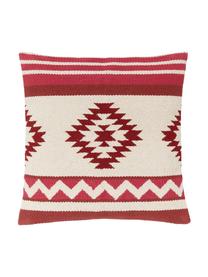 Housse de coussin 45x45 ethnique Tuca, Beige, rouge clair, pourpre