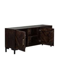 Credenza con ante in legno di mango massiccio Leif, Maniglie: metallo zincato, Piedini: metallo verniciato a polv, Legno di mango, Larg. 177 x Alt. 75 cm