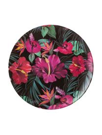 Bamboehouten ontbijtbord Tropical Flower, 55% bamboevezels, 25% maïszetmeel, 15% melamine, Groentinten, fuchsiakleurig, rood, wit, Ø 20 cm