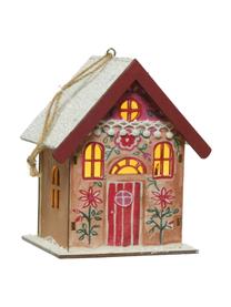 Set 3 oggetti luminosi a LED a batteria Winter House, Legno rivestito, Multicolore, Larg. 11 x Alt. 13 cm