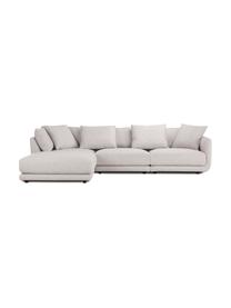 Modulares Sofa Jasmin (3-Sitzer) mit Hocker in Hellgrau, Bezug: 100% Polyester Der hochwe, Gestell: Massives Fichtenholz FSC-, Füße: Kunststoff, Webstoff Hellgrau, B 300 x H 84 cm