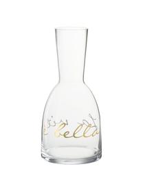 Karaffe La Vita mit goldfarbener Aufschrift, 480 ml, Glas, Transparent, Goldfarben, H 26 cm